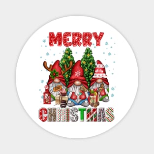 Merry Christmas Gnome Family Funny Xmas Tree Women Men Kids Magnet